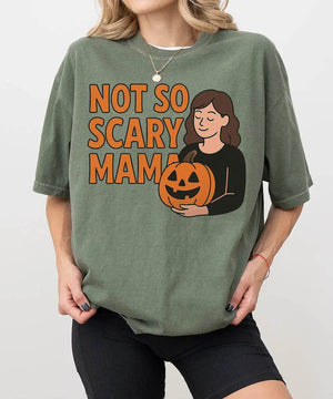 Not So Scary Mama Comfort Colors® T-Shirt or Crewneck Sweatshirt - Halloween Mom Shirt - Woven Mama