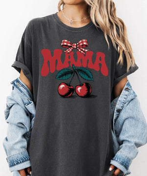 Mama T-Shirt – Sweet Cherry Coquette Comfort Colors Tee for Moms - Woven Mama