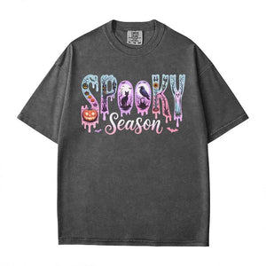 Spooky Season Comfort Colors T-Shirt or Crewneck Sweatshirt – Cute Drippy Pastel Halloween Shirt - Woven Mama