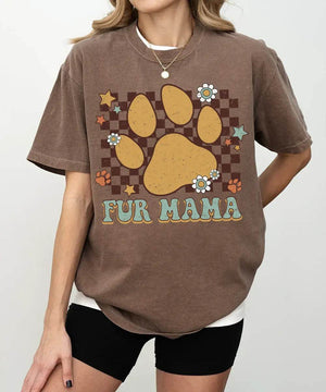 Retro Floral Fur Mama Shirt – Dog Mom Comfort Colors® Tee or Sweatshirt - Woven Mama