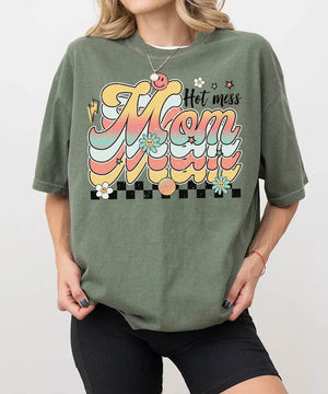 Retro Hot Mess Mom Shirt – Vintage Style Funny Mom Comfort Colors® Tee / Sweatshirt - Woven Mama