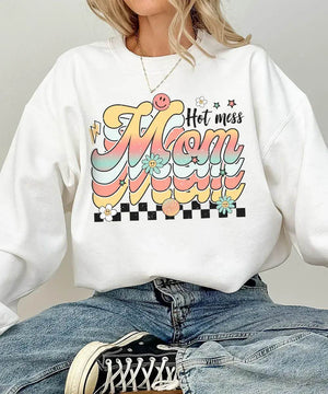 Retro Hot Mess Mom Shirt – Vintage Style Funny Mom Comfort Colors® Tee / Sweatshirt - Woven Mama