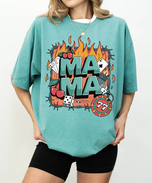 Mama T-Shirt – Vintage Wild Fire Comfort Colors Tee for Cool Moms - Woven Mama