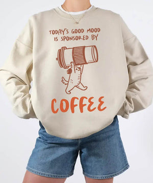 Today’s Good Mood Is Sponsored by Coffee T-Shirt | Cozy Coffee Lover Tee for Moms - Woven Mama