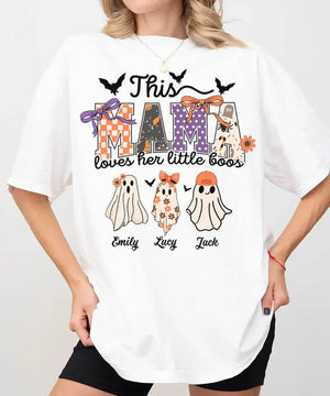 Custom Halloween Mama Comfort Colors T-Shirt or Crewneck Sweatshirt – This Mama Loves Her Little Boos - Woven Mama