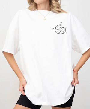 Mama Comfort Colors® T-Shirt – Minimalist Pocket Print Mother & Baby Line Art - Woven Mama