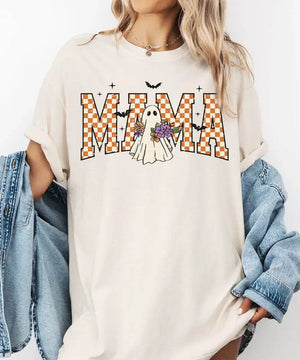 Halloween Mama Ghost Comfort Colors T-Shirt or Crewneck Sweatshirt - Woven Mama