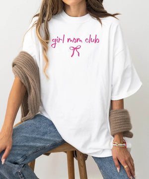 Girl Mom Club T-Shirt – Sweet Girl Mom Coquette Comfort Colors Tee - Woven Mama