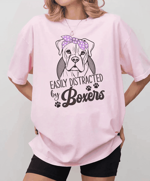 Easily Distracted by Boxers Shirt – Funny Dog Mom Comfort Colors® Tee or Sweatshirt - Woven Mama