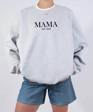 Mama Est. Comfort Colors® T-Shirt or Crewneck Sweatshirt - Woven Mama