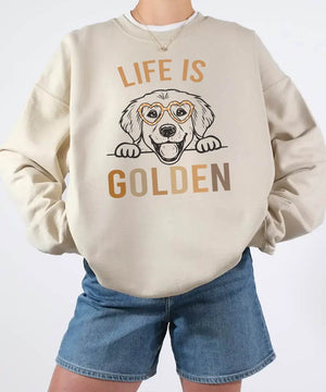Life is Golden Shirt – Golden Retriever Dog Mom Comfort Colors® Tee or Sweatshirt - Woven Mama