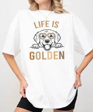 Life is Golden Shirt – Golden Retriever Dog Mom Comfort Colors® Tee or Sweatshirt - Woven Mama