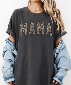 Leopard Print MAMA T-Shirt – Bold Comfort Colors Tee for Stylish Moms - Woven Mama