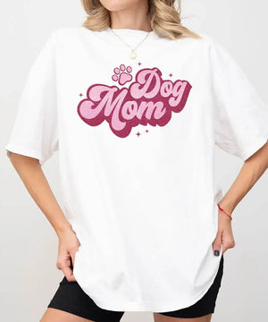 Retro Glitter Dog Mom Shirt – Printed Glitter Effect Comfort Colors® Tee or Sweatshirt - Woven Mama