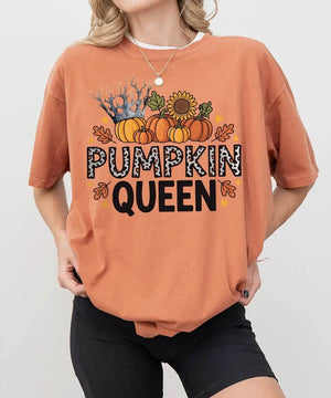 Pumpkin Queen Comfort Colors T-Shirt or Crewneck Sweatshirt – Fall Pumpkin Patch & Halloween Mom Shirt - Woven Mama