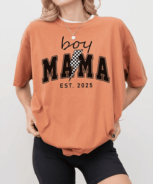 Custom Boy Mama T-Shirt – Personalized Year “Est.” Comfort Colors® Tee - Woven Mama
