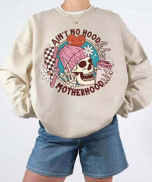 Ain’t No Hood Like Motherhood – Retro Skeleton Mom Tee & Sweatshirt - Woven Mama