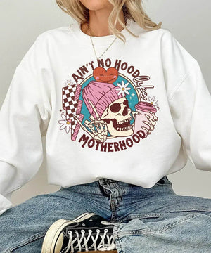 Ain’t No Hood Like Motherhood – Retro Skeleton Mom Tee & Sweatshirt - Woven Mama