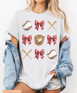 Coquette Bow Baseball T-Shirt – Baseball Mom Game Day Tee - Woven Mama