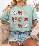 Coquette Bow Baseball T-Shirt – Baseball Mom Game Day Tee - Woven Mama