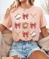 Coquette Bow Baseball T-Shirt – Baseball Mom Game Day Tee - Woven Mama