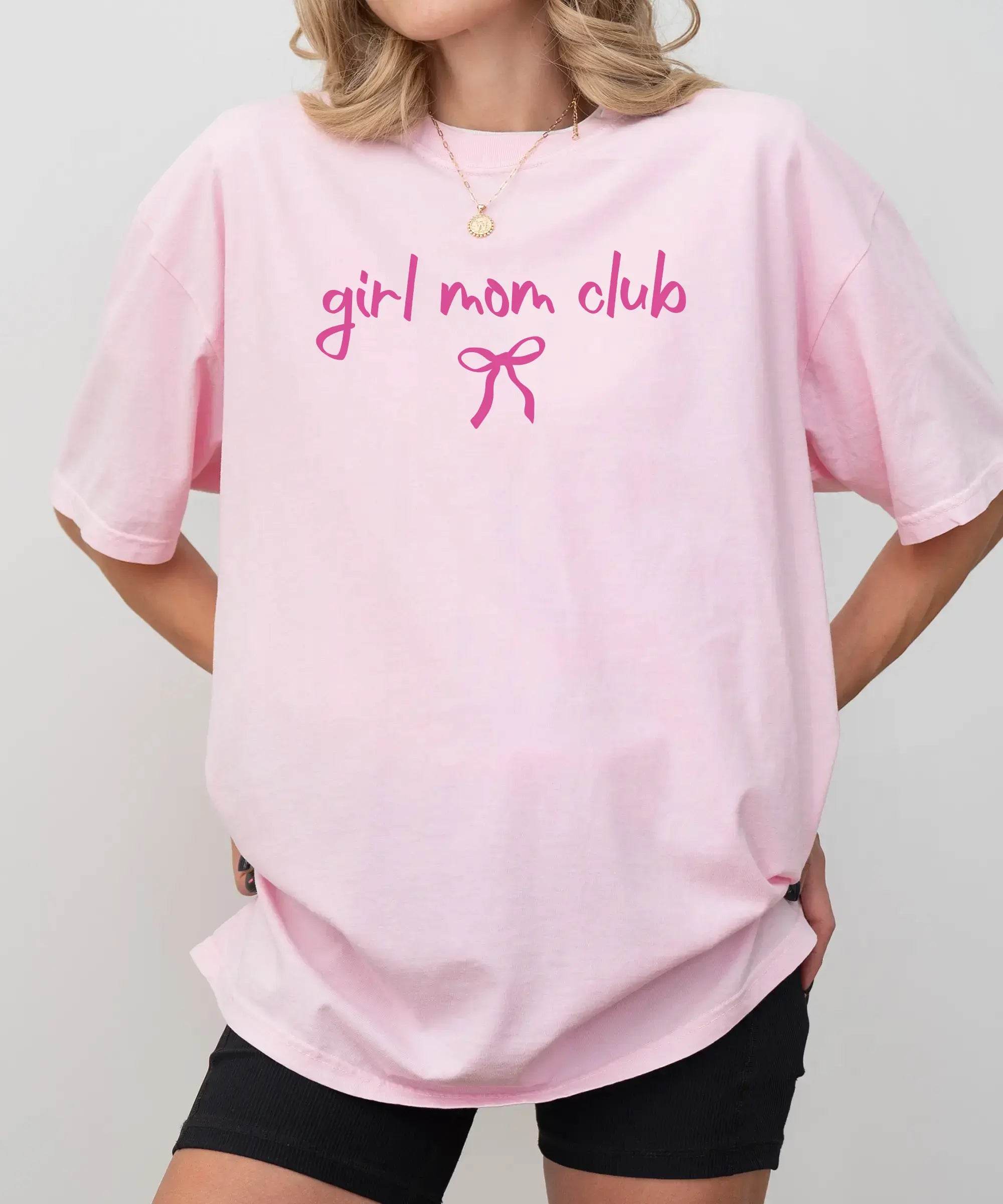 Girl Mom Club T-Shirt – Sweet Girl Mom Coquette Comfort Colors Tee - Woven Mama