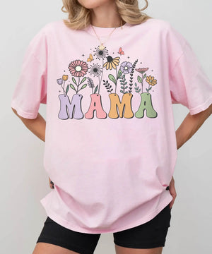 Colorful MAMA Comfort Colors T-Shirt – Floral Mom Shirt - Woven Mama