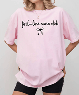 First-Time Mama Club Comfort Colors® T-Shirt – New Mom Bow Tee - Woven Mama