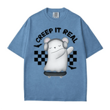 Creep It Real Halloween Comfort Colors T-Shirt or Crewneck Sweatshirt – Cute Ghost Skateboard Tee - Woven Mama
