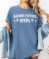 Raising Future MVPs T-Shirt – Sports Mom Tee in Bella+Canvas & Comfort Colors - Woven Mama