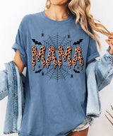 Spooky Mama Comfort Colors T-Shirt or Crewneck Sweatshirt – Leopard Print Halloween Mom Shirt - Woven Mama