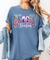 Spooky Season Comfort Colors T-Shirt or Crewneck Sweatshirt – Cute Drippy Pastel Halloween Shirt - Woven Mama