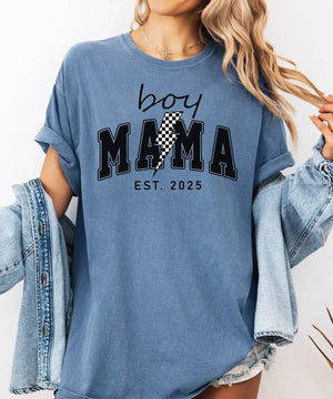 Custom Boy Mama T-Shirt – Personalized Year “Est.” Comfort Colors® Tee - Woven Mama