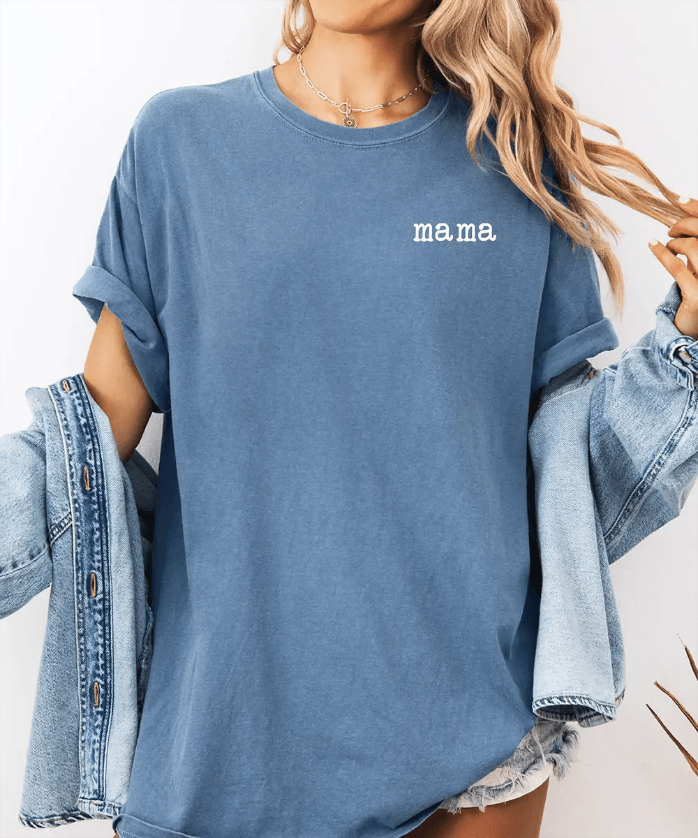 Mama Comfort Colors® T-Shirt – Minimalist Pocket Print Mom Shirt - Woven Mama