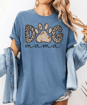 Dog Mama Comfort Colors® T-Shirt – Leopard Pet Mom Shirt - Woven Mama