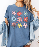 Floral Mom Life T-Shirt – Comfort Colors Tee with Cute Colorful Flower Design & Motherhood Words - Woven Mama
