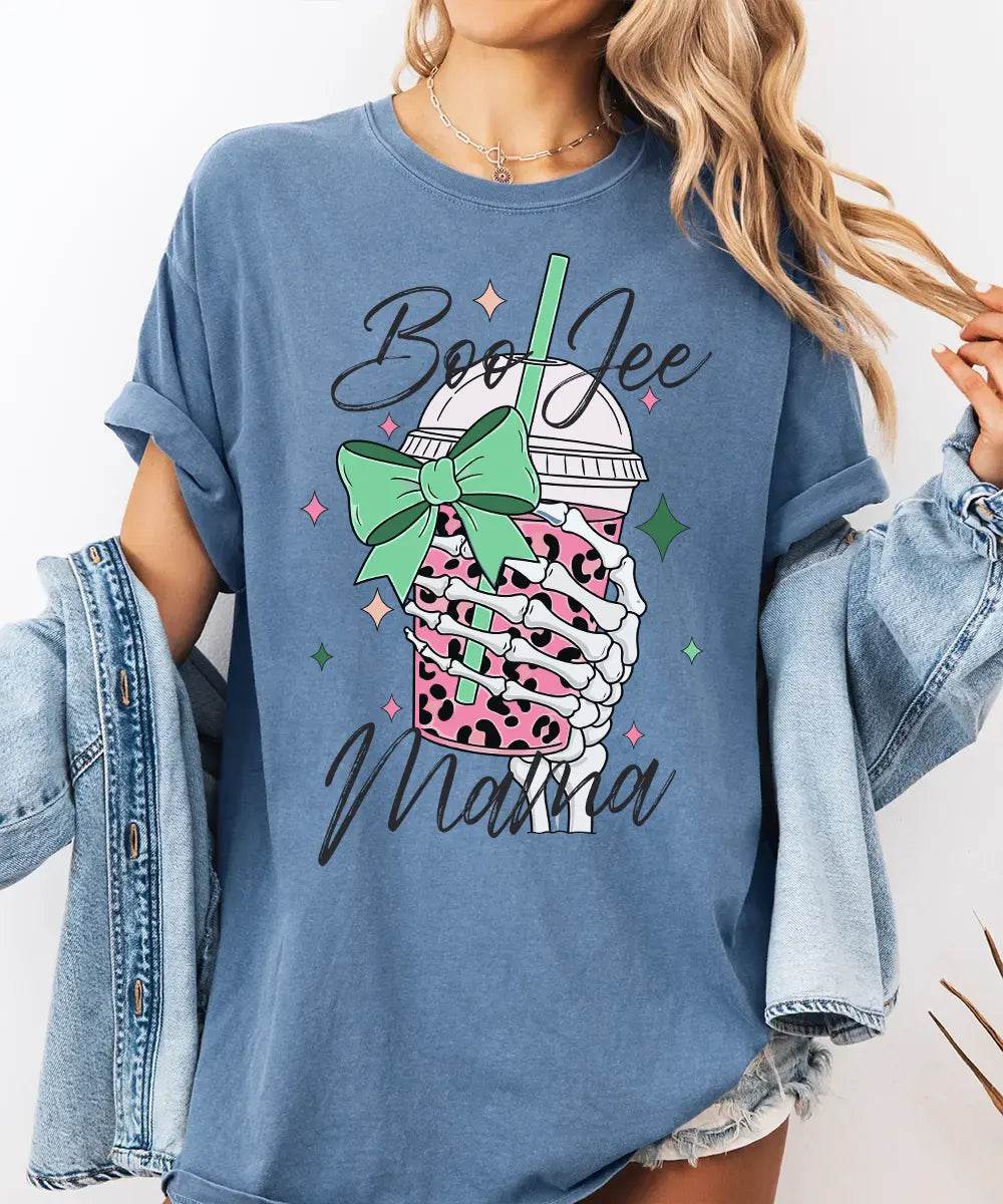 Boo Jee Mama Comfort Colors T-Shirt or Crewneck Sweatshirt – Cute Spooky Mom Halloween Shirt - Woven Mama