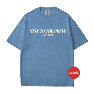 Custom Baby Arrival Comfort Colors Tee – New to the Crew EST. [Year] T-Shirt - Woven Mama