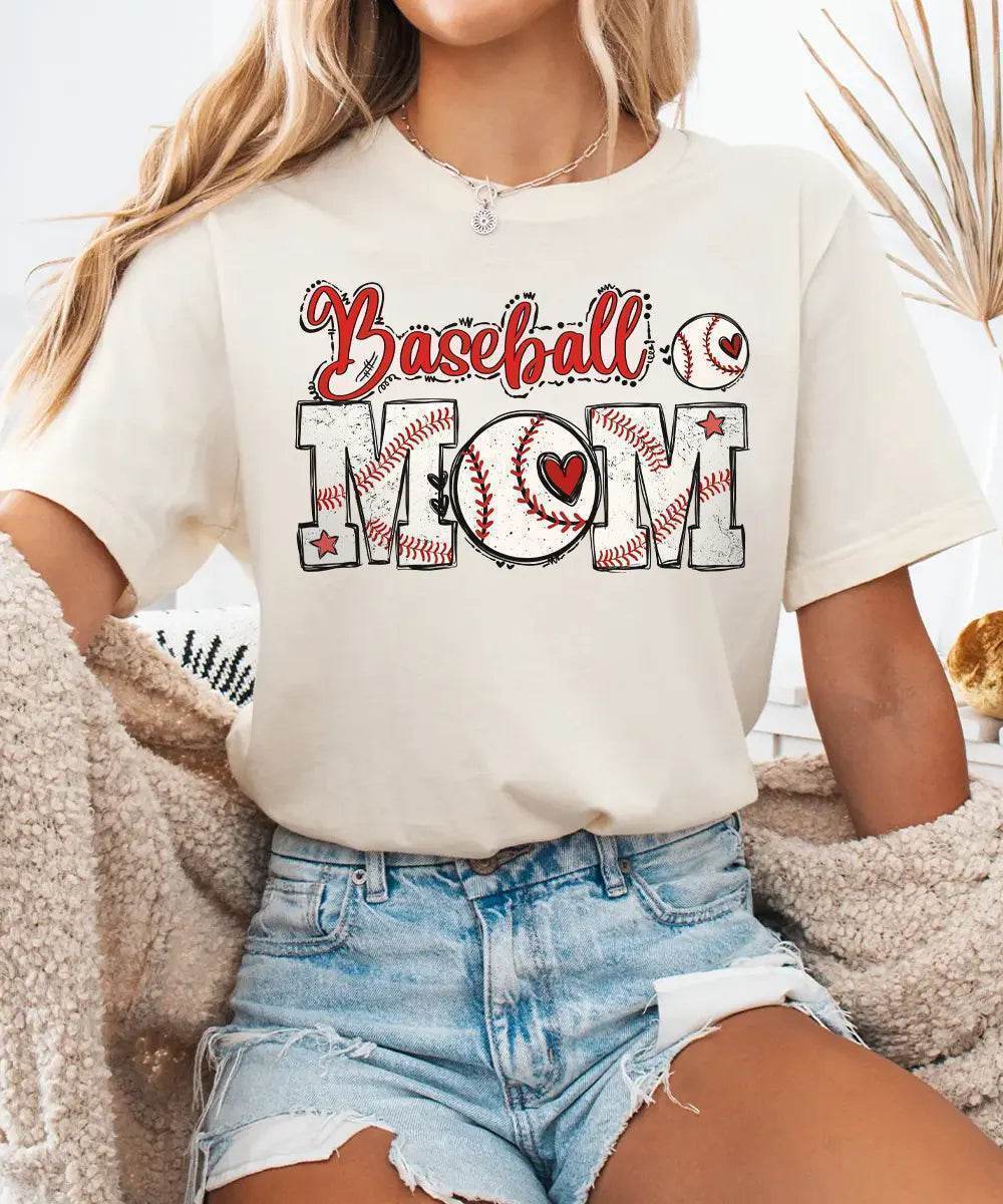 Baseball Mom T-Shirt or Sweatshirt – Cute Game Day Outfit for Sports Moms - Woven Mama
