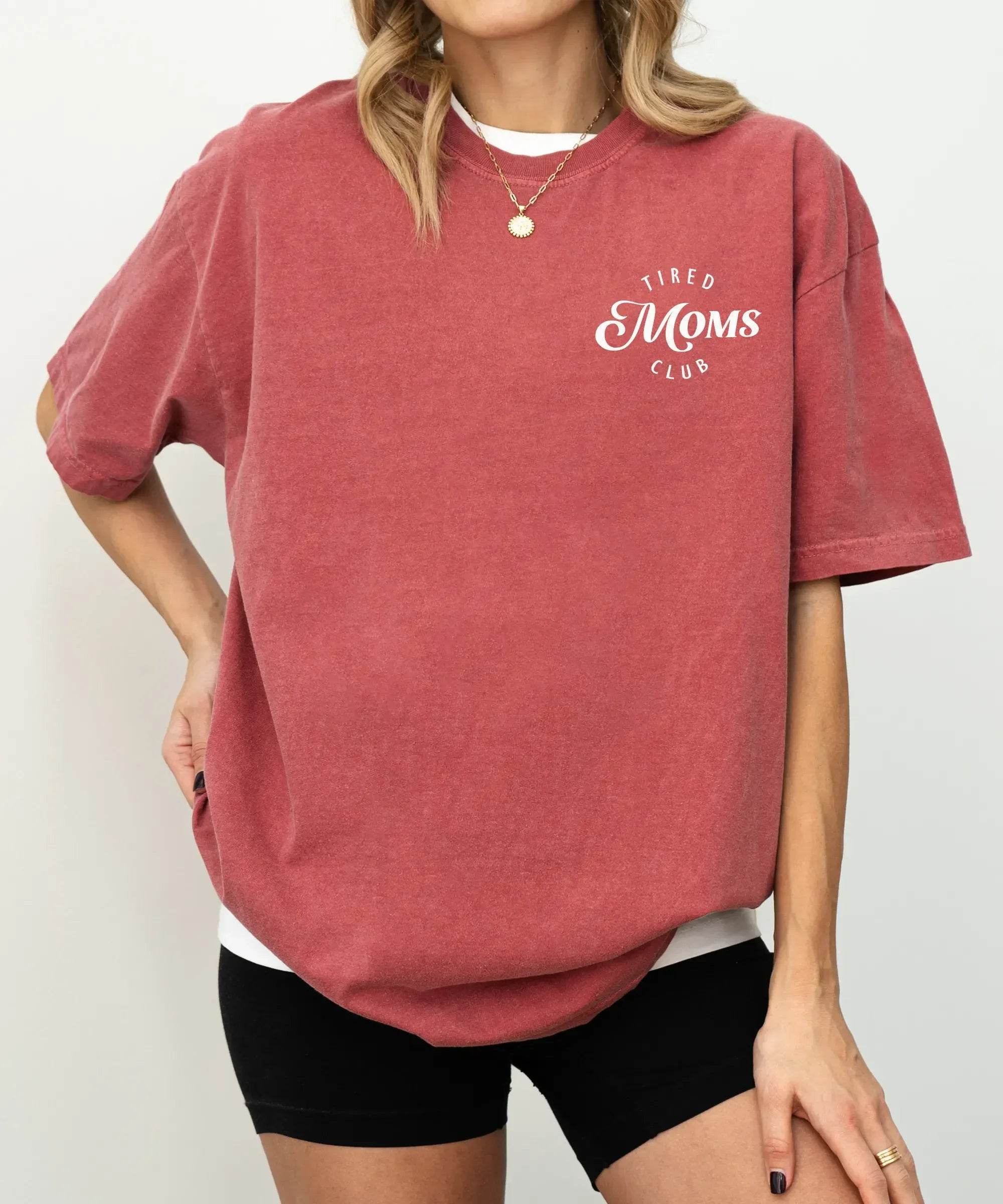 Tired Moms Club T-Shirt – Minimal Comfort Colors Tee for Exhausted Moms - Woven Mama