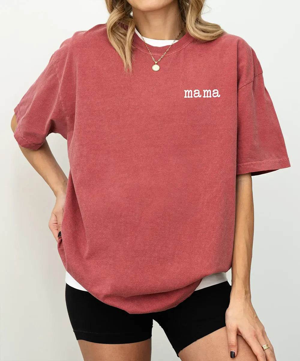 Mama Comfort Colors® T-Shirt – Minimalist Pocket Print Mom Shirt - Woven Mama