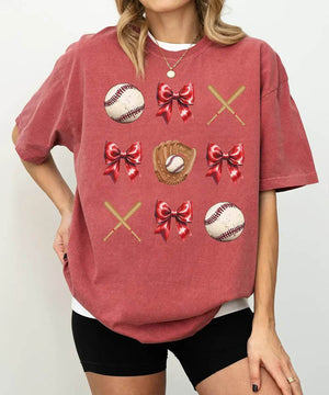 Coquette Bow Baseball T-Shirt – Baseball Mom Game Day Tee - Woven Mama