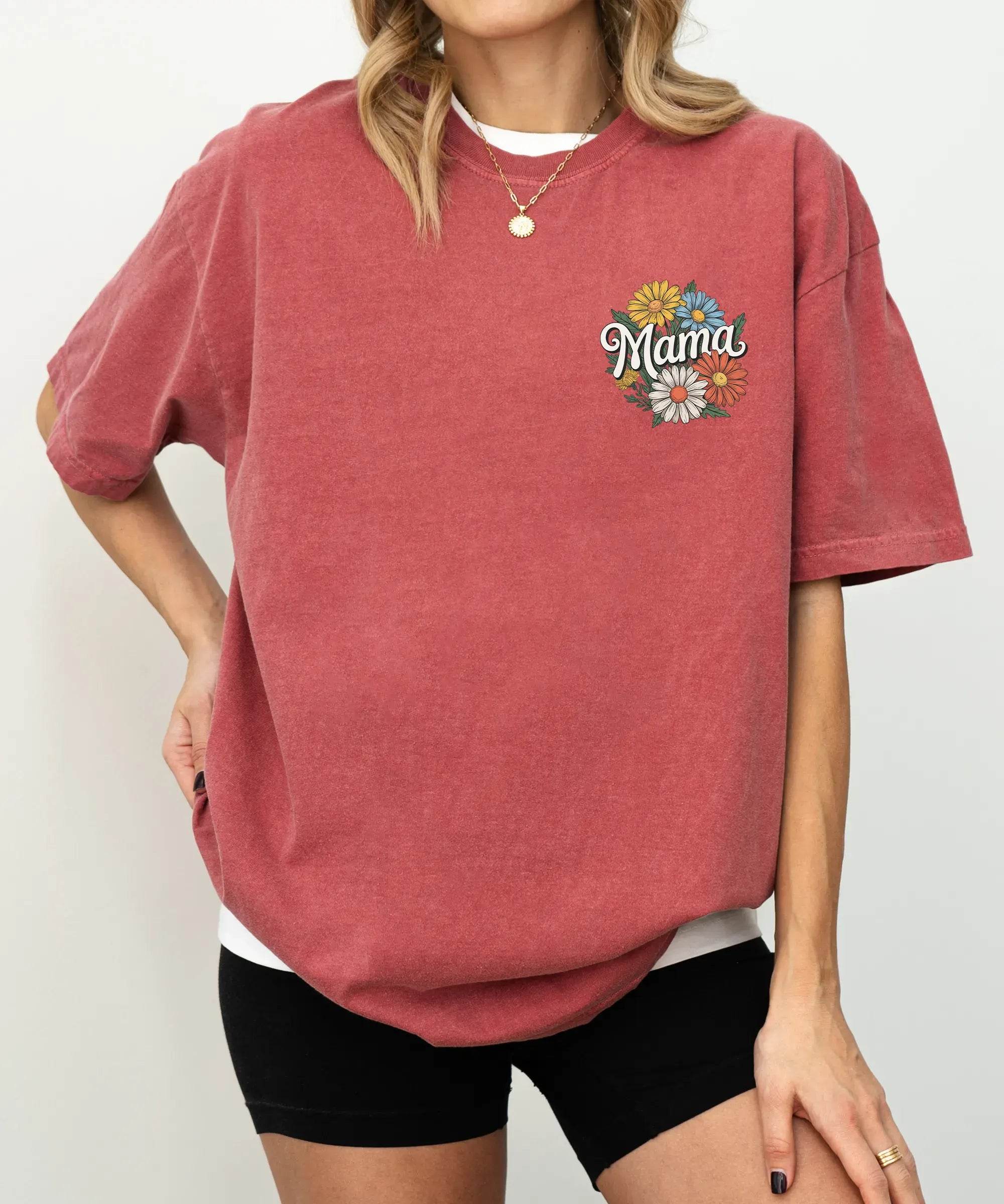 Mama T-Shirt – Comfort Colors Minimal Floral Mom Tee - Woven Mama