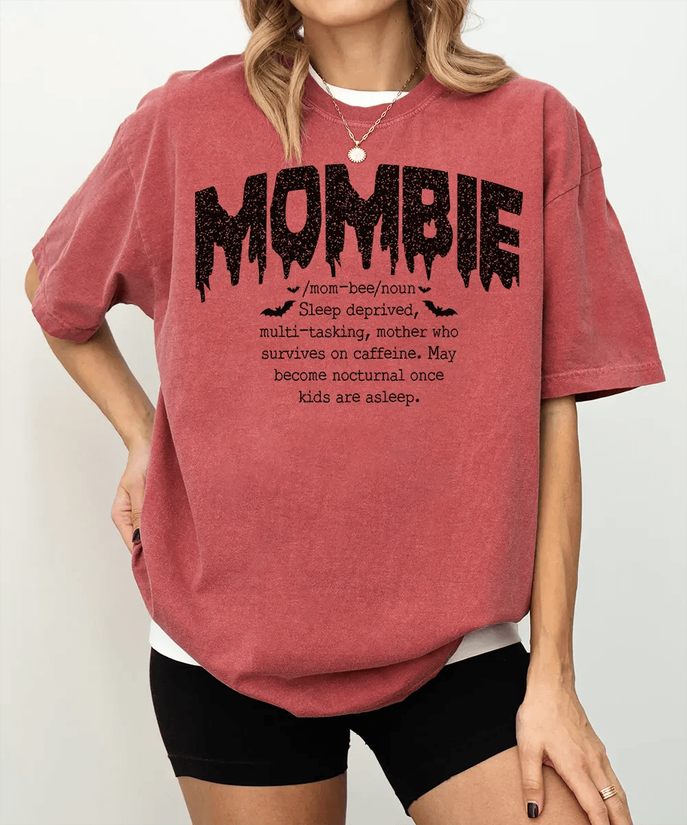 Mombie Comfort Colors® T-Shirt or Crewneck Sweatshirt – Funny Mom Halloween Shirt - Woven Mama
