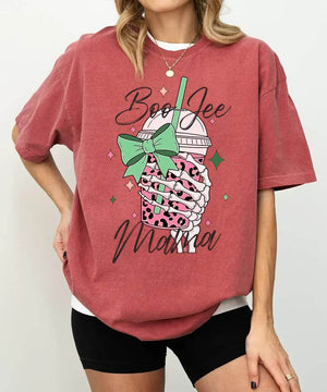 Boo Jee Mama Comfort Colors T-Shirt or Crewneck Sweatshirt – Cute Spooky Mom Halloween Shirt - Woven Mama