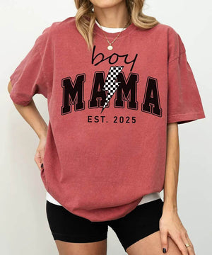 Custom Boy Mama T-Shirt – Personalized Year “Est.” Comfort Colors® Tee - Woven Mama