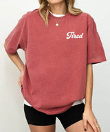 Tired Comfort Colors® T-Shirt – Minimalist Pocket Print Mom Shirt - Woven Mama