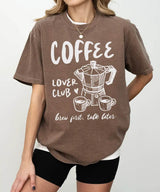 Funny Coffee Lover Club Shirt – Brew First Talk Later T-Shirt or Sweatshirt - Woven Mama