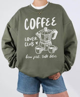 Funny Coffee Lover Club Shirt – Brew First Talk Later T-Shirt or Sweatshirt - Woven Mama