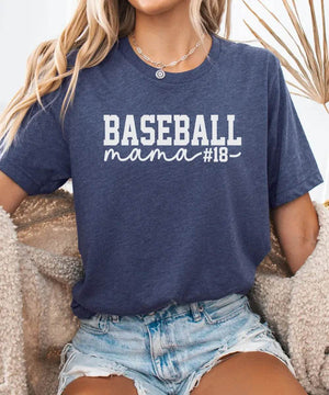 Custom Baseball Mama Shirt with Player Number – Personalized Baseball Mom Tee or Sweatshirt - Woven Mama